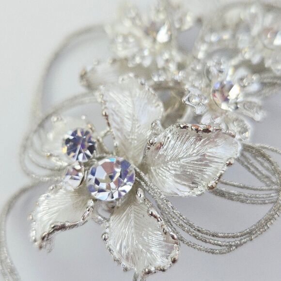 Vintage Style Silver Tone Floral Hair Clip Wire Wrapped Crystal Bridal Vine Prom main image 6